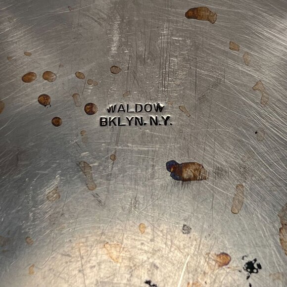 Vintage Waldow Brooklyn NY Tin Lined Au Gratin Pan Brass Handles 15x8 Oval USA - Picture 6 of 12